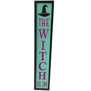 Halloween 48” The Witch Is In Decorative Lean or Hang Porch Sign NWT
